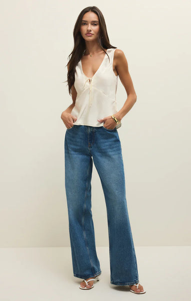 LUANA LUXE SATIN TOP in CLOUD