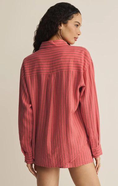 THE PERFECT STRIPED LINEN BUTTON UP in GELATO