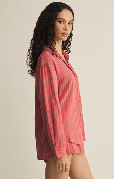 THE PERFECT STRIPED LINEN BUTTON UP in GELATO