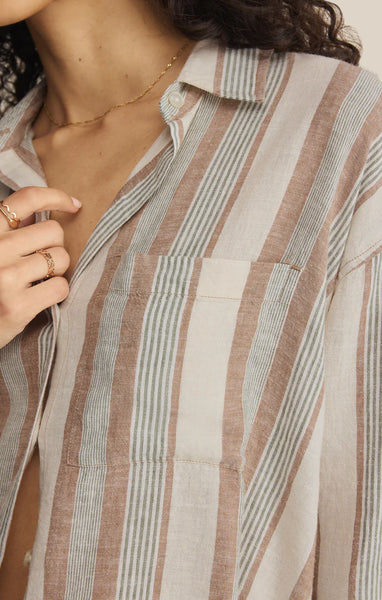 THE PERFECT STRIPED LINEN BUTTON UP