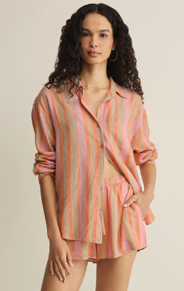 THE PERFECT STRIPED LINEN BUTTON UP~~SIZE XS LEFT