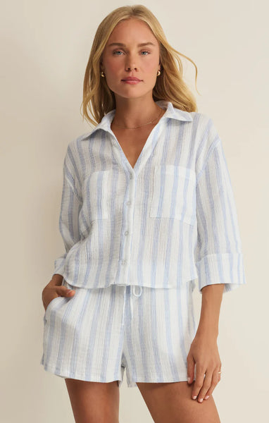 DAYLIGHT STRIPED AIRY GAUZE SHORT~~SIZE XS & L LEFT