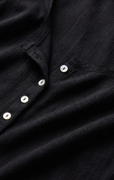 LAINEY POINTELLE BUTTON FRONT TANK -- BLACK