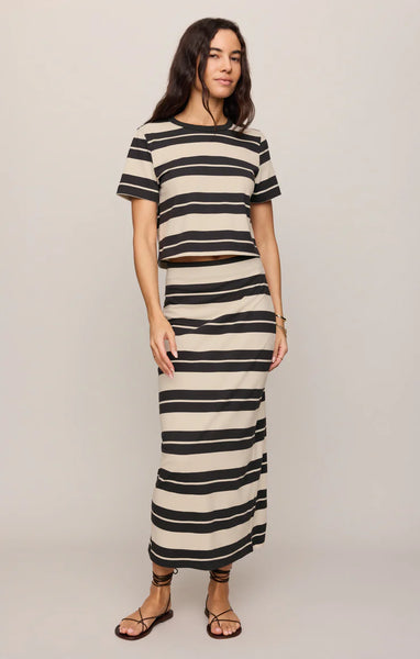 GAIL STRIPED MIDI SKIRT
