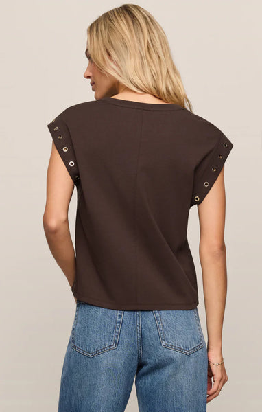 CAMINO GROMMET MUSCLE TEE In DARK CHOCOLATE