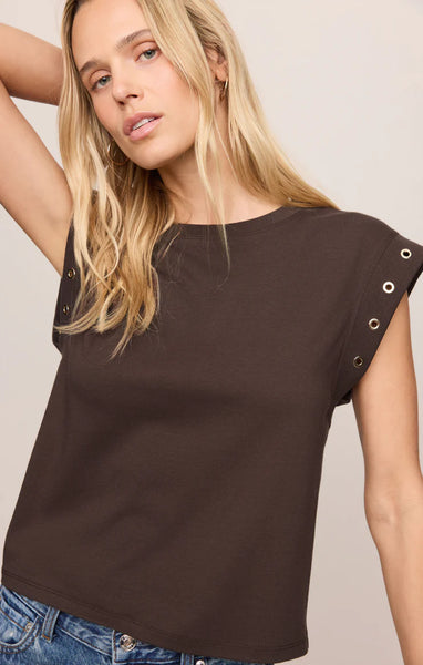 CAMINO GROMMET MUSCLE TEE In DARK CHOCOLATE