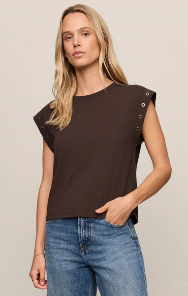CAMINO GROMMET MUSCLE TEE In DARK CHOCOLATE