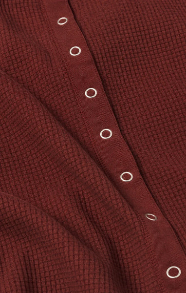 ALBANY WAFFLE BUTTON UP TOP in  VELVET ROUGE