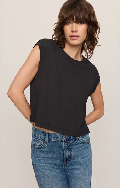 FLEX CROPPED MUSCLE TEE~~BLACK ASH