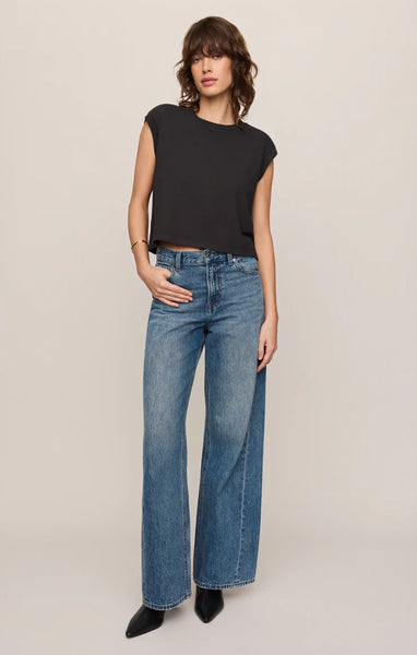 FLEX CROPPED MUSCLE TEE~~BLACK ASH