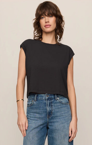 FLEX CROPPED MUSCLE TEE~~BLACK ASH