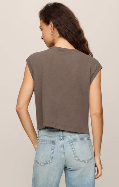 FLEX CROPPED MUSCLE TEE~~PEBBLE COAST