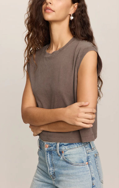 FLEX CROPPED MUSCLE TEE~~PEBBLE COAST