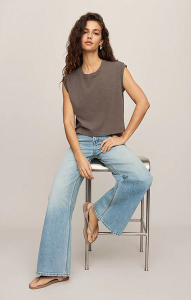 FLEX CROPPED MUSCLE TEE~~PEBBLE COAST