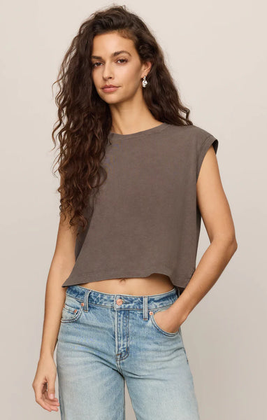 FLEX CROPPED MUSCLE TEE~~PEBBLE COAST
