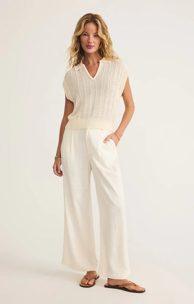 LAUDEN CROCHET POLO TOP in SEA SALT