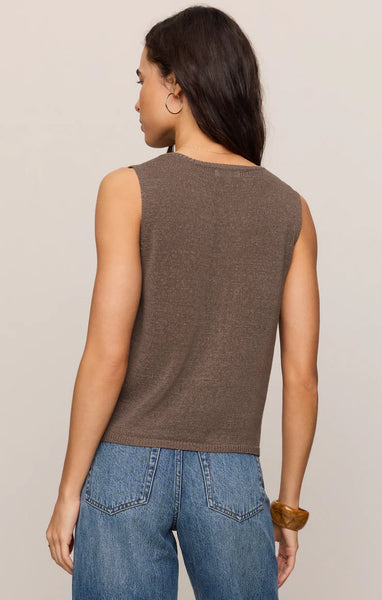 SYD LINEN KNIT TANK VEST in PEBBLE COAST