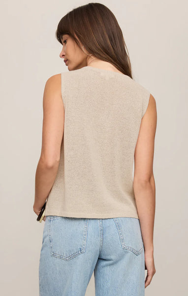 SYD LINEN KNIT TANK VEST in SANDSTONE