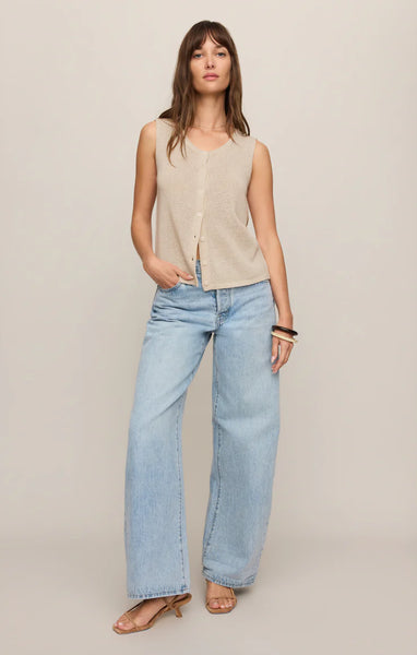 SYD LINEN KNIT TANK VEST in SANDSTONE