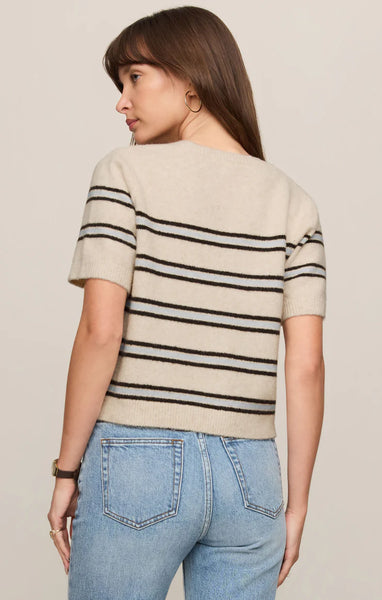 GATEWOOD STRIPE SWEATER TEE~~LIGHT OATMEAL HEATHER
