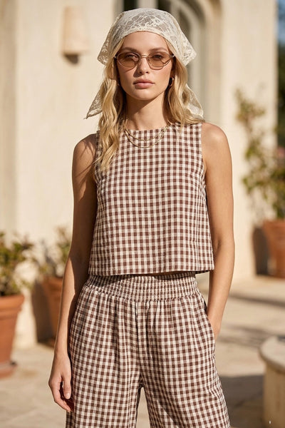 Gingham Scoop Neck Tank