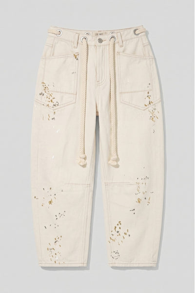 Utility Barrel Jeans With Paint Splatter