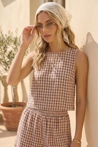 Gingham Scoop Neck Tank
