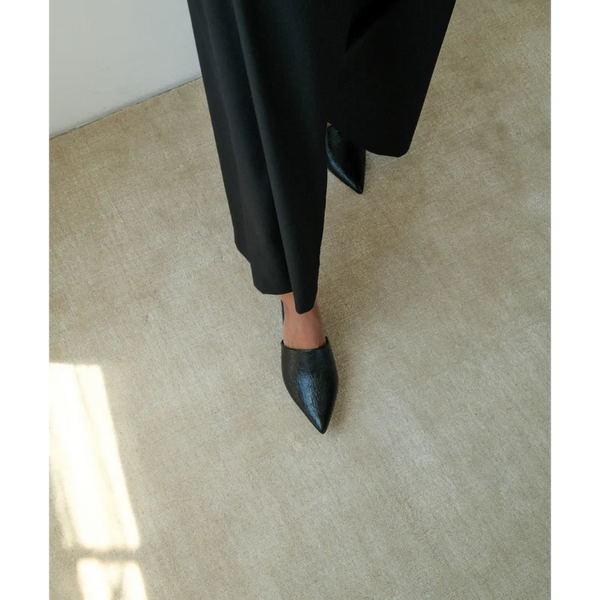 GARRET HEELED MULE in BLACK & GOLD
