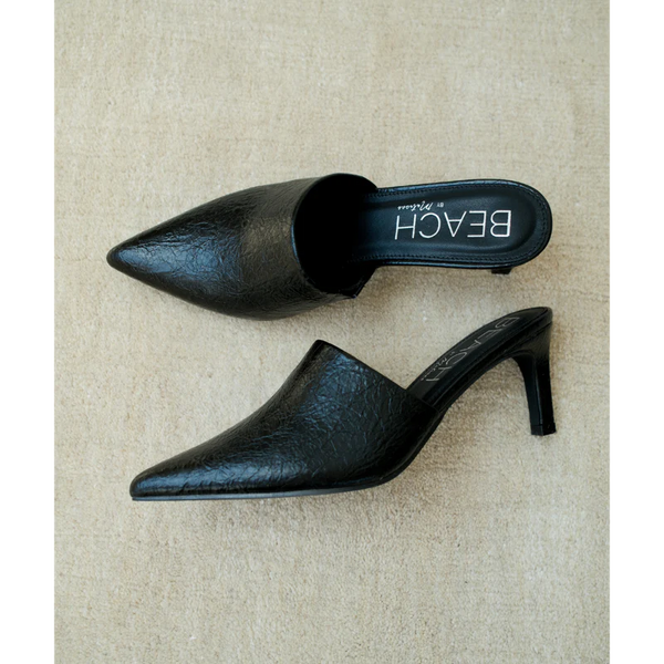 GARRET HEELED MULE in BLACK & GOLD