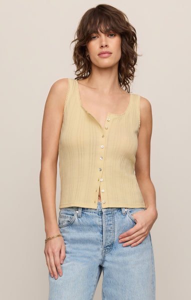 LAINEY POINTELLE BUTTON FRONT TANK
