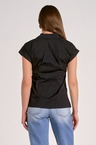 Button Down Tie Waist Shirt