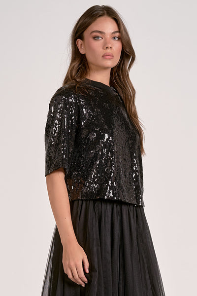 SEQUIN BLACK TOP