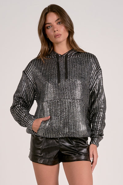 Metallic Threaded Hoodie
