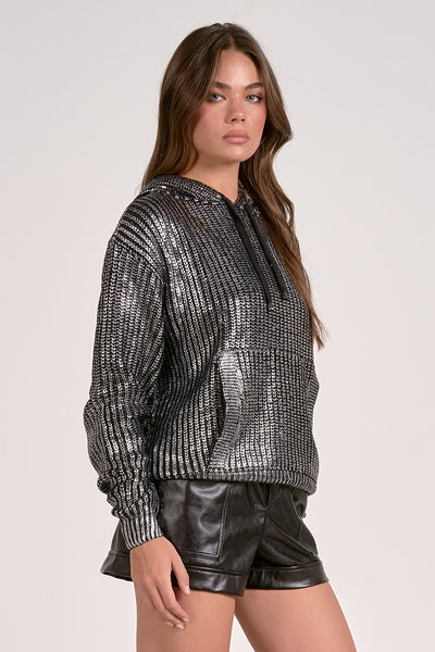 Metallic Threaded Hoodie